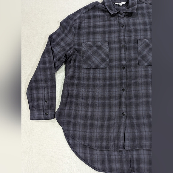 Taylor Hill x Joe's Flannel Shirt Womens Size Medium Plaid Blue Black Boyfriend - Picture 3 of 12